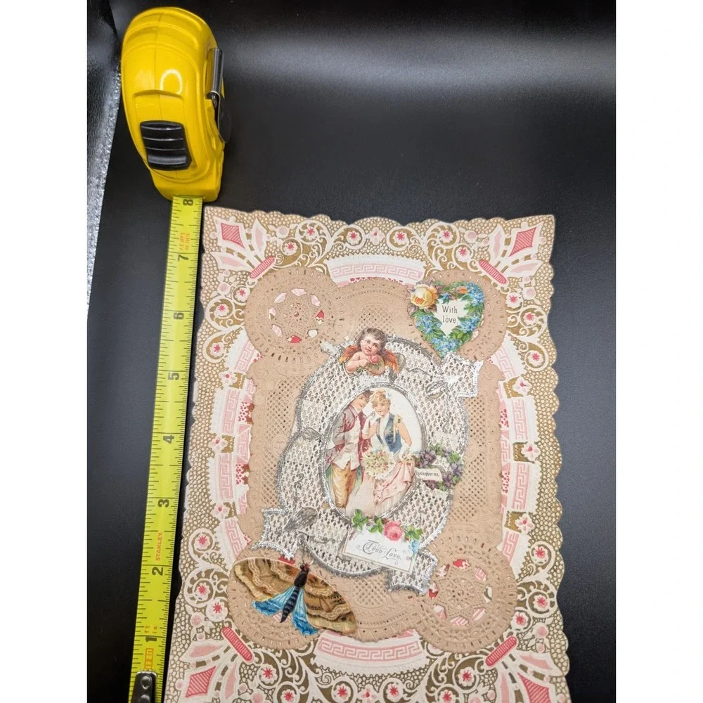 4 Antique European Ornate 3D 1800's‎ Valentines Cards